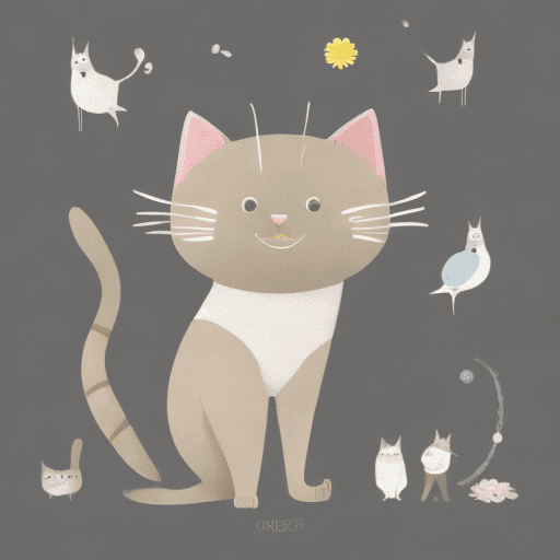 AI generated: A cute [ cat ] clipart, organic forms, in the style of Jon Klassen, desaturated light and airy paste...