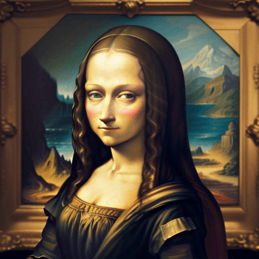 AI generated: An image of marge simpsons, movie star, posing as Monalisa, the famous painting. HRD, Highly details...