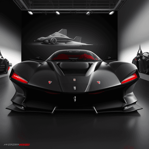 AI generated: High resolution photography, A stealth fighter stylized Ferrari, futuristic concept design, in desig...