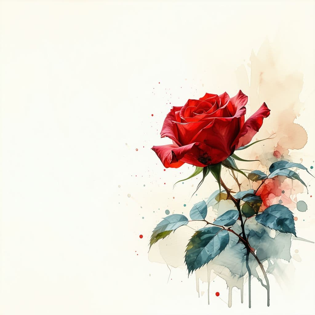 AI generated: red rose on an off-white background, in the style of watercolor illustrations --ar 1:2 --stylize 750