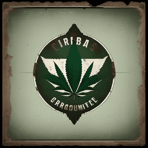 AI generated: cannabis logo vintage poster, in the style of rustic simplicity, gritty reportage, kombuchapunk, rus...