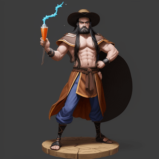 AI generated: Make a battle Monk. 1.95 meters tall. He has blue eyes. Make the image realistc. He has no beard but...