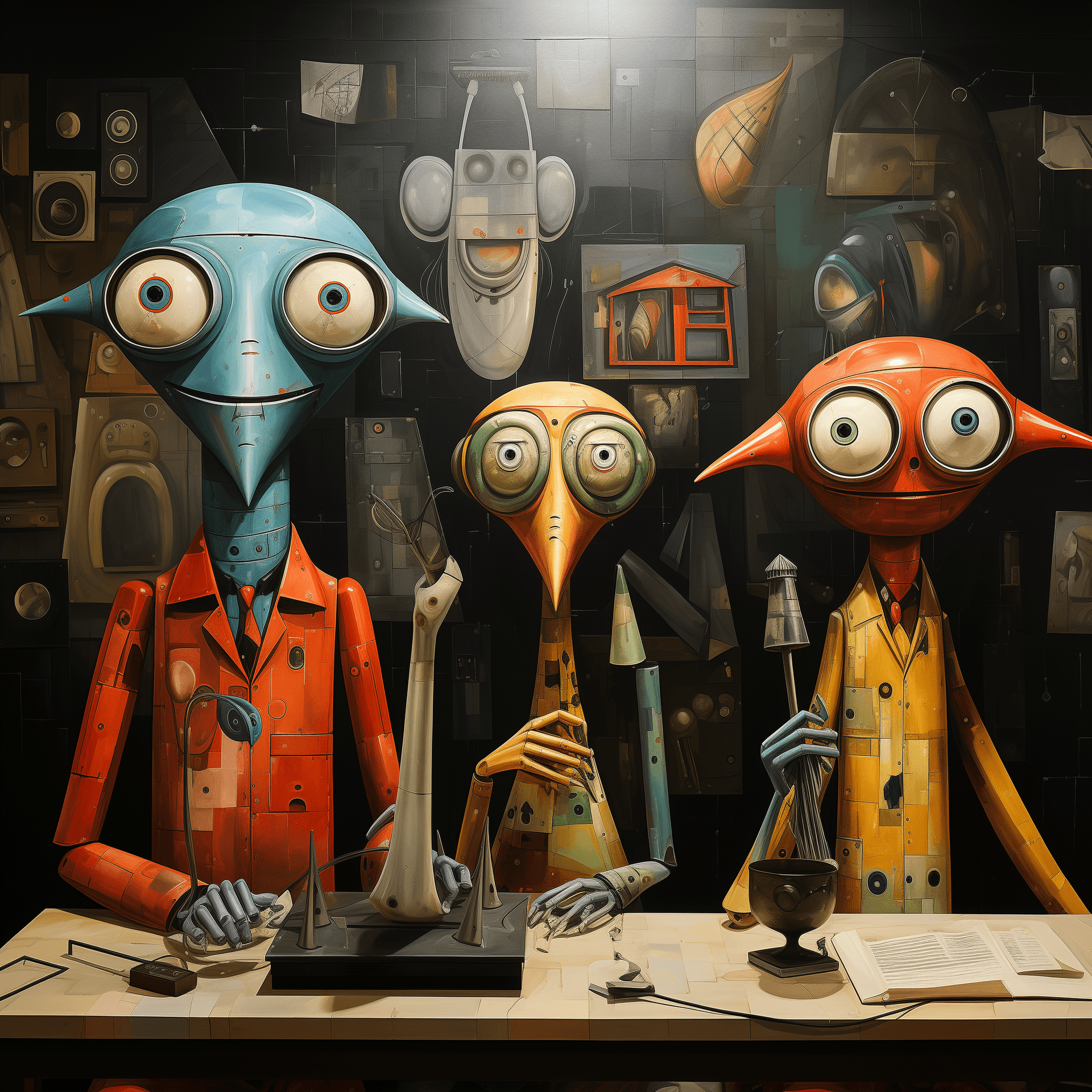 AI generated: Picasso painting of Extraterrestrial Alien Beings, Picasso Art, classic Picasso
