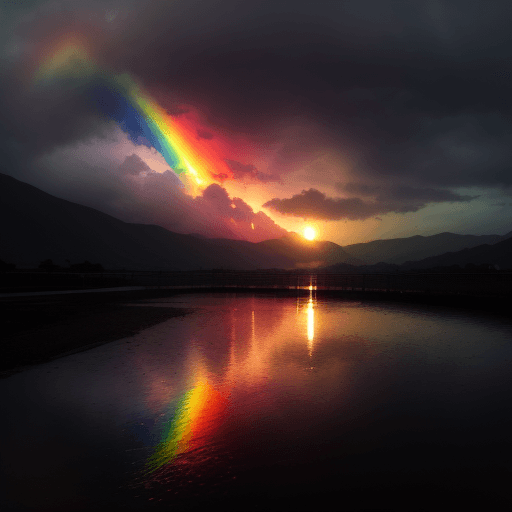 AI generated: UN ATARDECER LLUVIOSO CON ARCOIRIS
