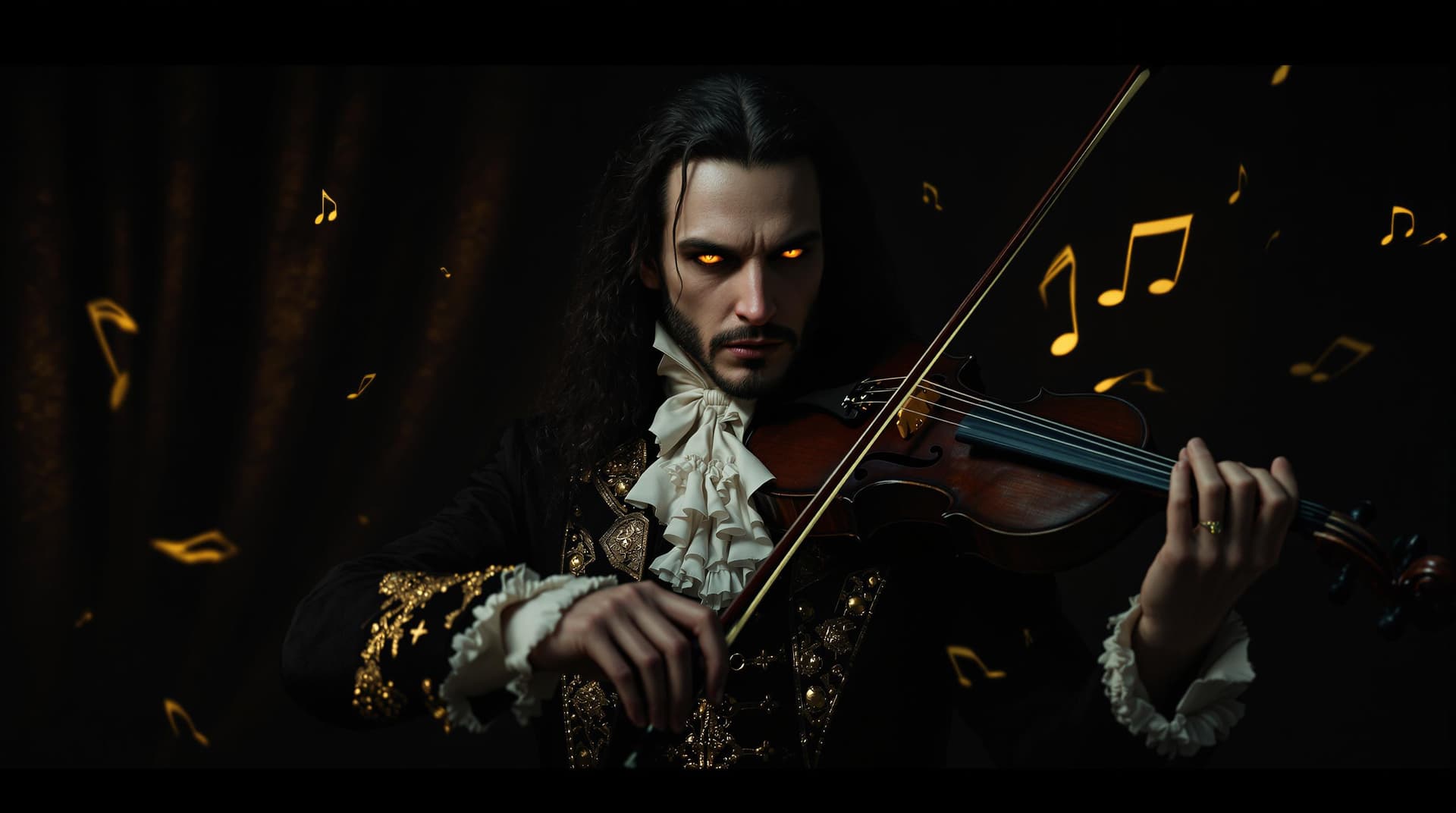 AI generated: Create a hyperrealistic image of Niccolò Paganini, the famous 19th century violinist. He must be rep...