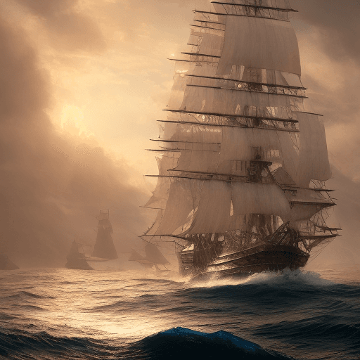 AI generated: Photo of a ultra realistic sailing ship, dramatic light, pale sunrise, cinematic lighting, battered,...