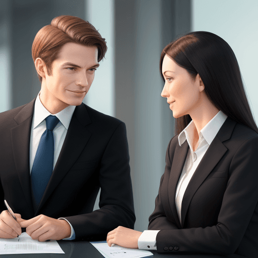 AI generated: Depict two business figures nodding at each other from a some quite distance, indicating a casual ac...