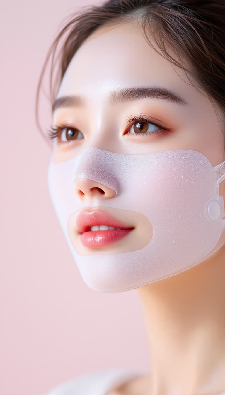 AI generated: Photorealistic advertisement image of a makeup-free, natural, and relaxed Korean female model wearin...