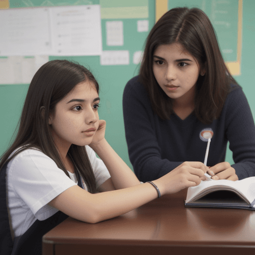 AI generated:  estudiantes enseñando a profesores, enseñanza, aula