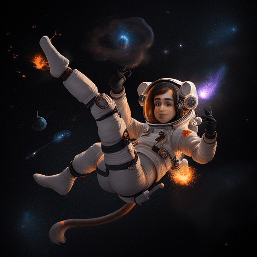 AI generated: ultra realistic beautiful and cute anthropomorphic female space monkey astronaut with tail flow arti...