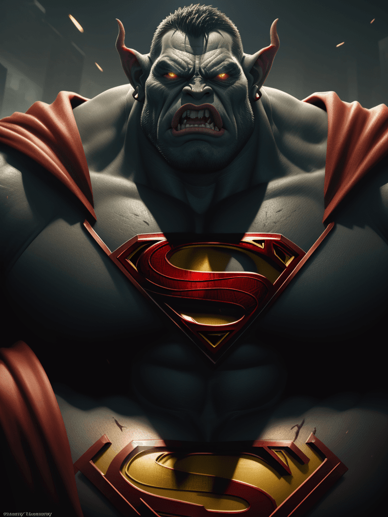 AI generated: body portrait, very angry superman orc, intimidating, menacing, powerful, low angle, horror, octane ...