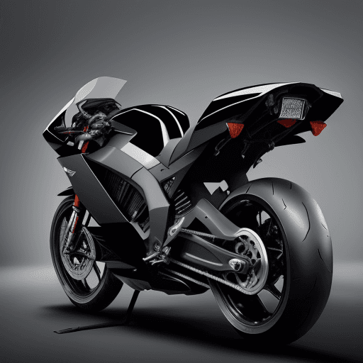 AI generated: A sleek black sports motorcycle with a modern design, featuring angular body panels, sharp lines, an...
