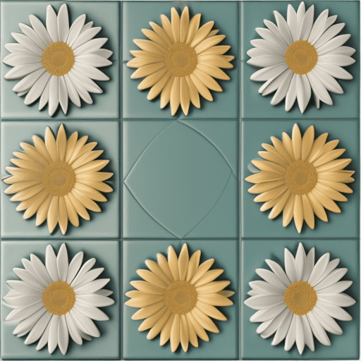 AI generated: 	image 3D full color daisies—tile—ar3:2—q2—s250