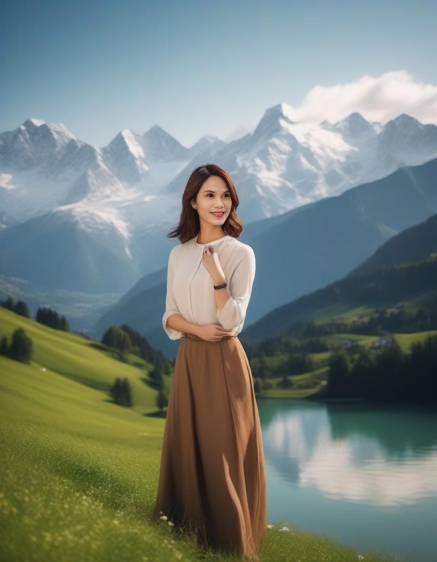 AI generated: Produce images that capture the stunning landscape of the Alps. Show off towering, snow-capped peaks...