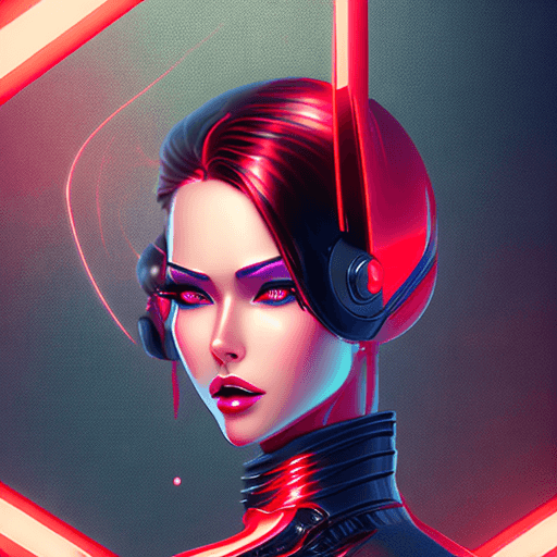 AI generated: female hi red, 8k, C4D, dark background, vibrant colors, Artgerm, Gia Mecha form, blade runner, roya...