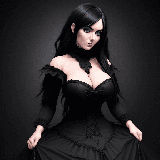 AI generated: Hyper realistic Jessica Nigri black hair gothic dress