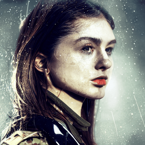 AI generated: portrait woman, army, weapon, digital, cinematic, hd