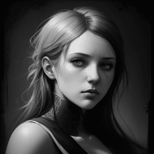 AI generated: abyssorangemix2_Hard, (greyscale, traditional media, sketch), portrait, 1girl, cover - perfect tone,...