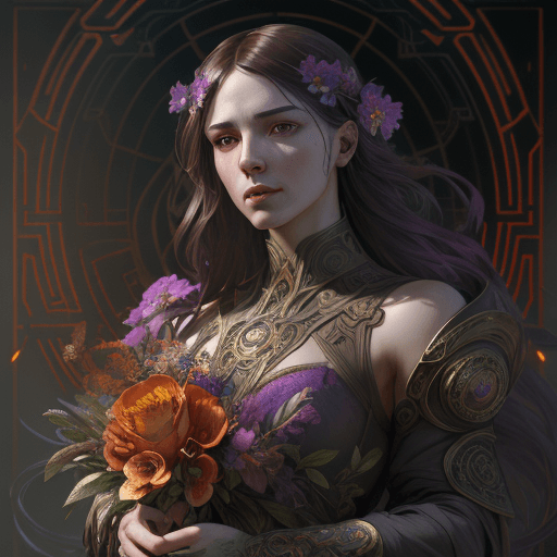 AI generated: Renaissance dystopian Flower Arrangement Deep Colors Artposter Intricate Art-Deco elements of the My...