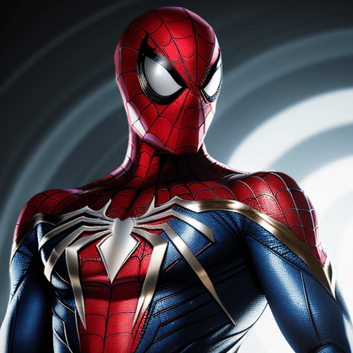 AI generated: High resolution futuristic spiderman, his suit should be white with gold, it should look very impres...