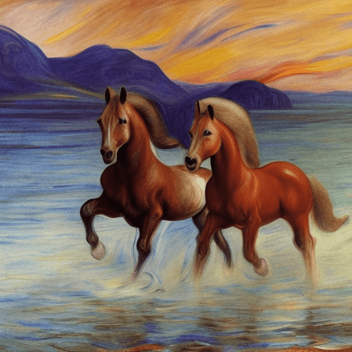 AI generated: Amidst the untamed wilderness, the mare and colt embrace the thrill of uncharted horizons. They gall...