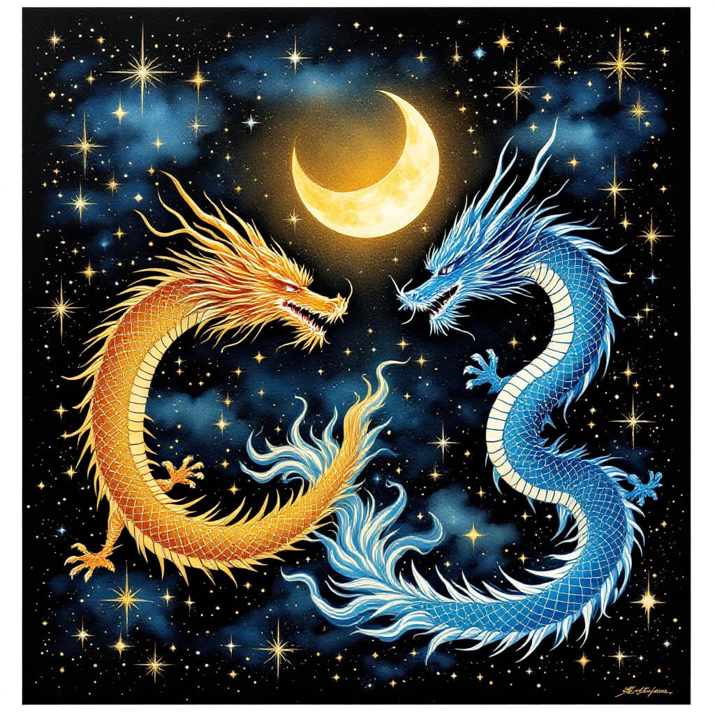 AI generated: Created with alcohol ink and accented with fine gold lines. shades of Klein blue. Trompe l'oeil deta...