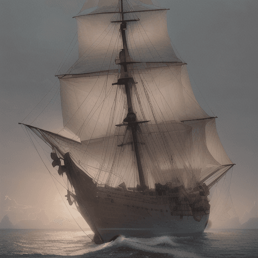 AI generated: Photo of a ultra realistic sailing ship, dramatic light, pale sunrise, cinematic lighting, battered,...