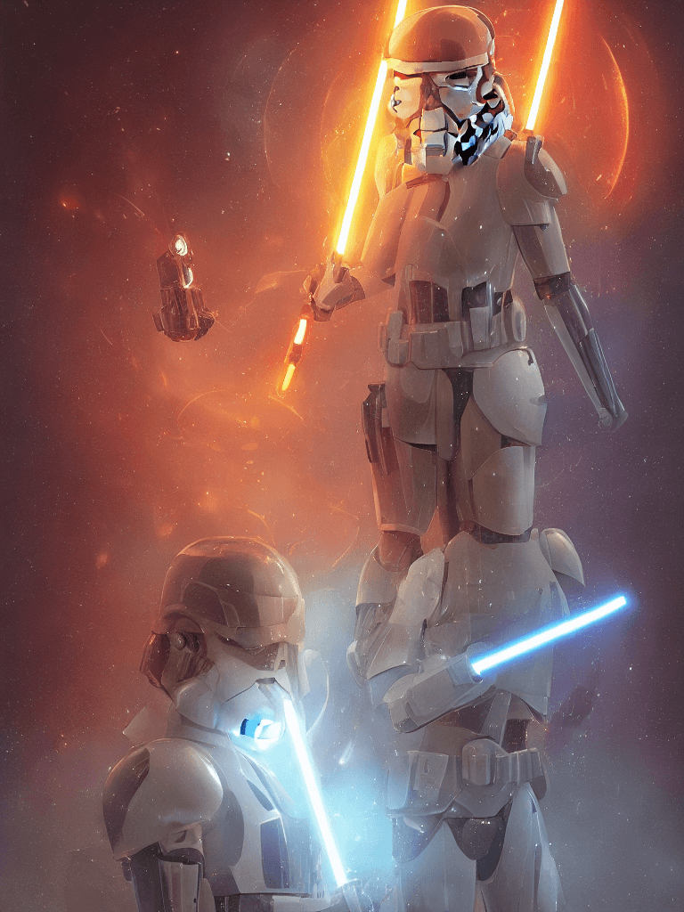 AI generated: symmetry!! portrait of strom trooper, star wars, sci - fi, glowing lights!! intricate, elegant, high...
