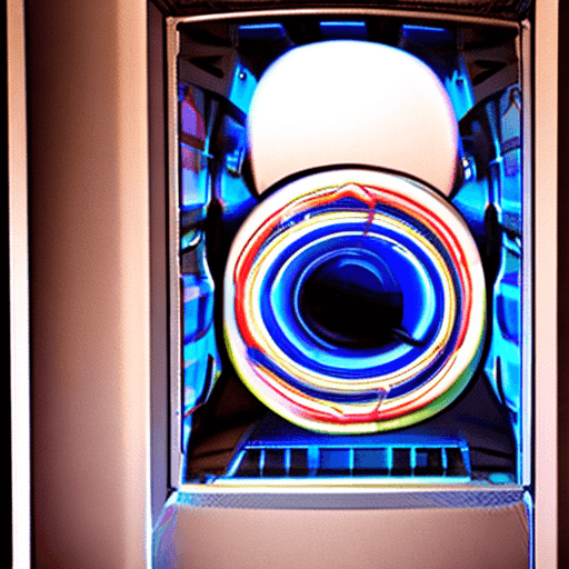 AI generated: Generate an image of an MRI machine with a transparent aesthetic, allowing viewers to see through it...