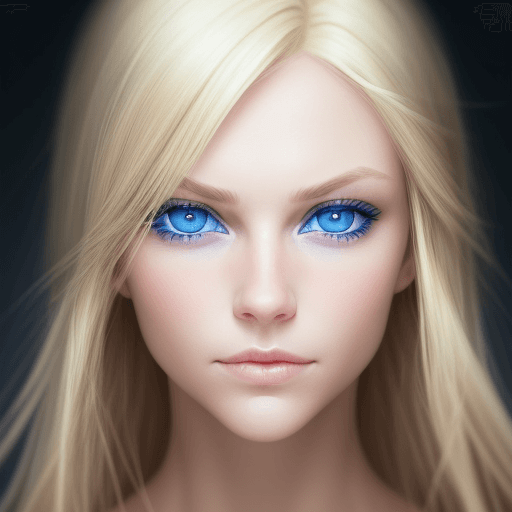 AI generated: sharpfocus on the face of the woman, blond, blue eyes