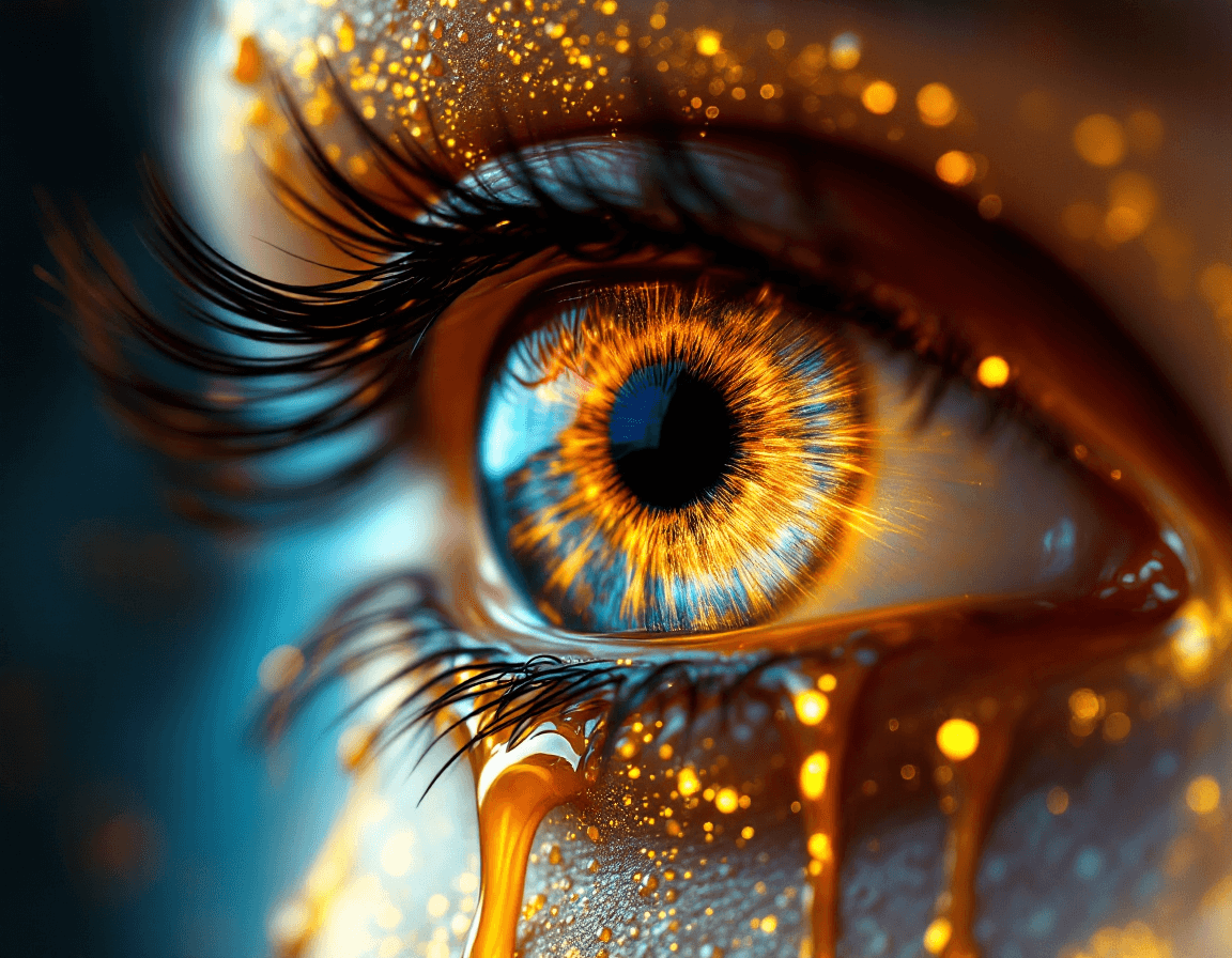 AI generated: An extreme close-up of a human eye rendered in hyperrealistic digital art style, showcasing an intri...