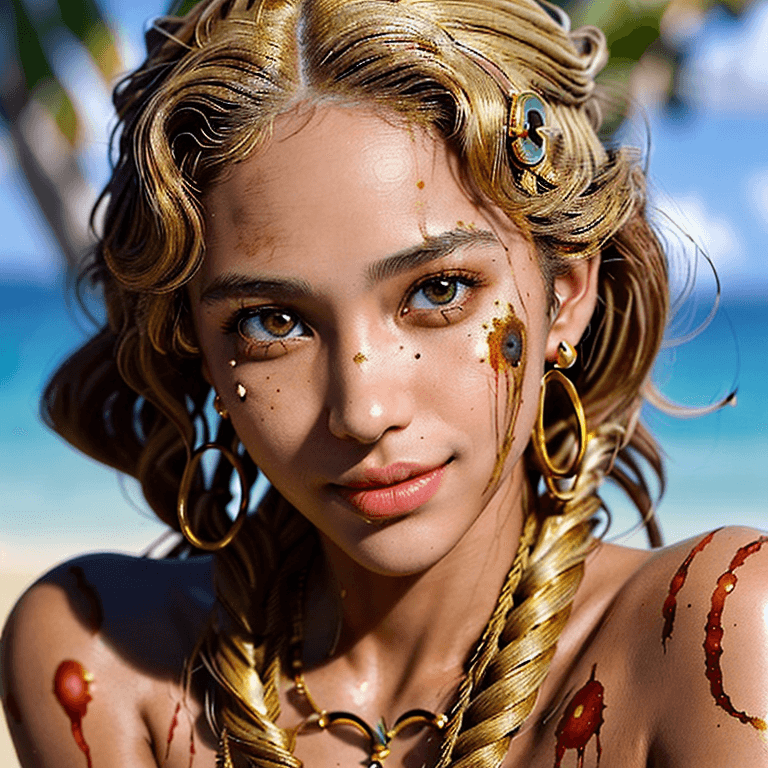 AI generated: portrait of the most beautiful gorgeous stunning  powerful female pirate female, beautiful big detai...