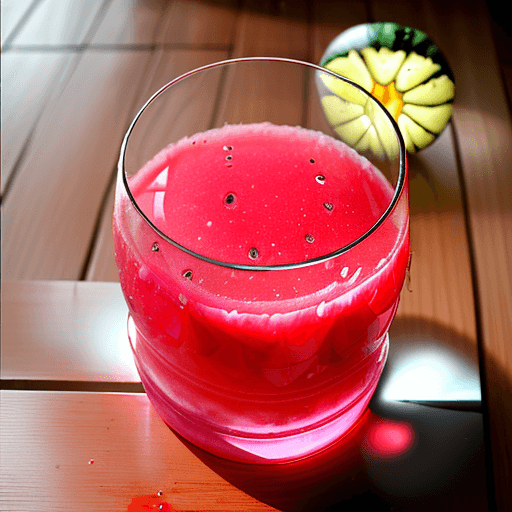 AI generated: Photography of splashing watermelon juice in glass on wooden floor summer fruit --ar 10:17 --q 2 --v...