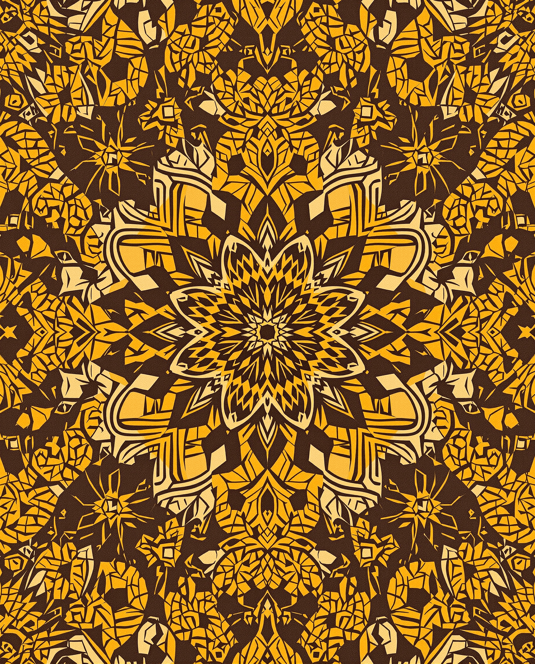 AI generated: brown and yellow intricate African themed geometic pattern 