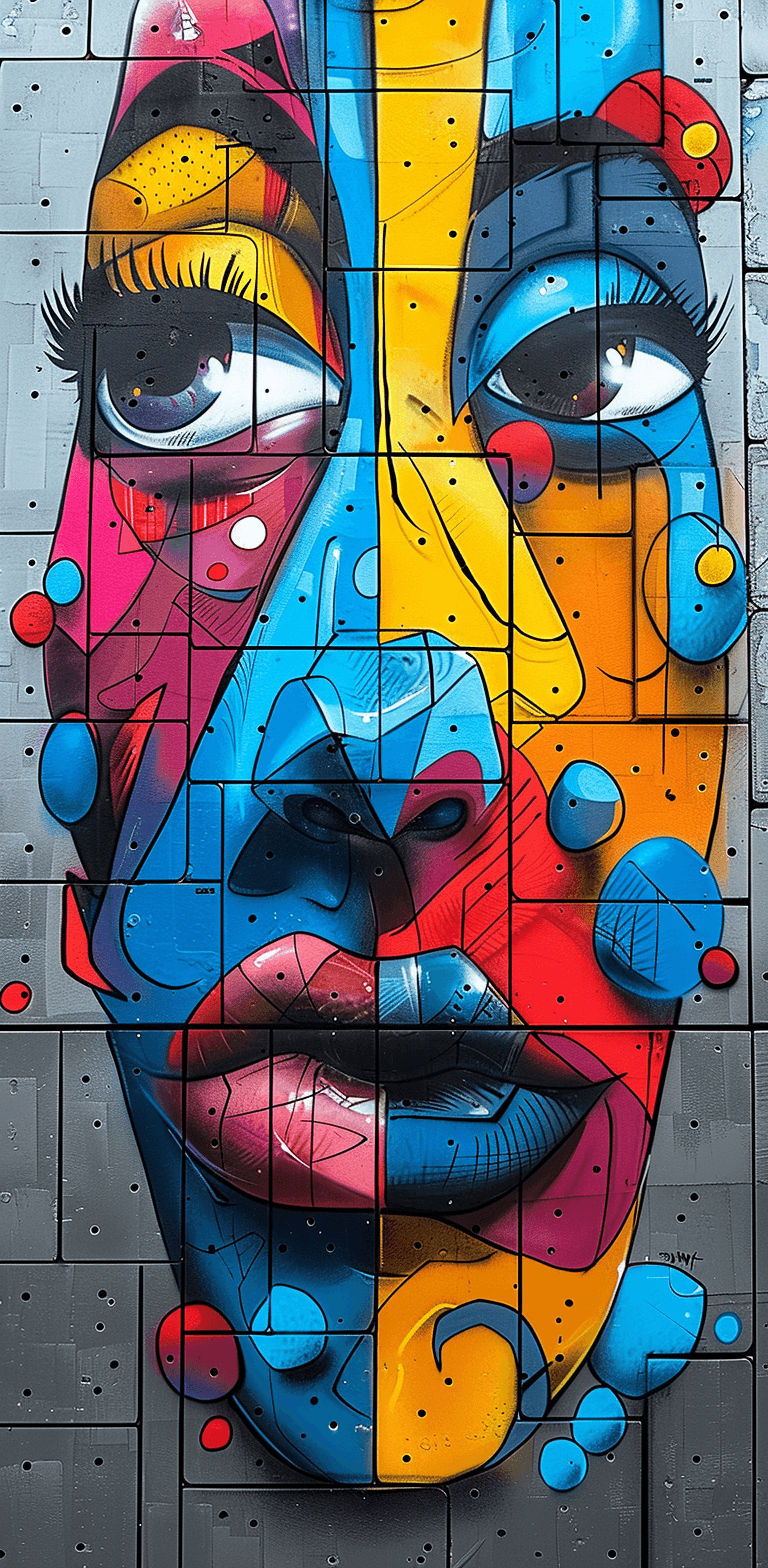 AI generated: An intricate and colorful graffiti-style poster featuring various elements, such as cartoon characte...