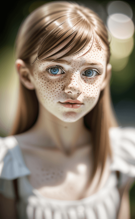 AI generated: Belgian girl age 17, small freckles, nostalgia, High detail professional photography, detailed pupil...