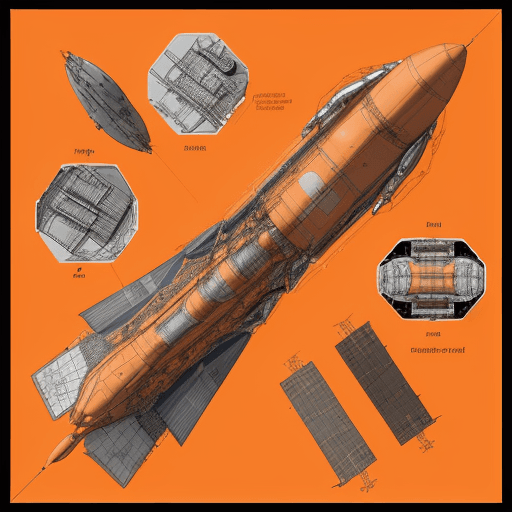 AI generated: Produce a detailed technical illustration of a spacecraft, showcasing a cutaway design that reveals ...