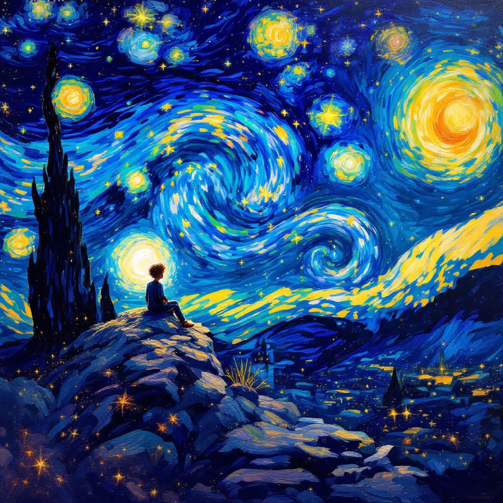AI generated:  Create a vibrant impressionist-style oil painting in the style of Vincent van Gogh, depicting The L...
