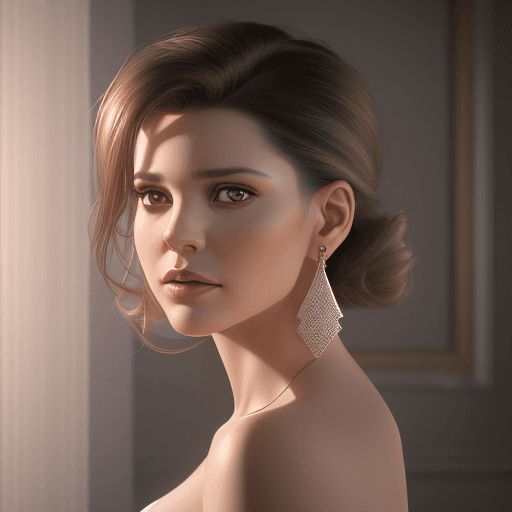 AI generated: an original work of art featuring a woman wearing earrings, in the style of rob hefferan, Michael ma...