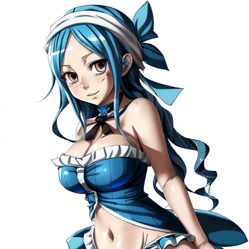 AI generated:  juvia from fairy tail drawn in shadbase style face drawn correctly sfw
