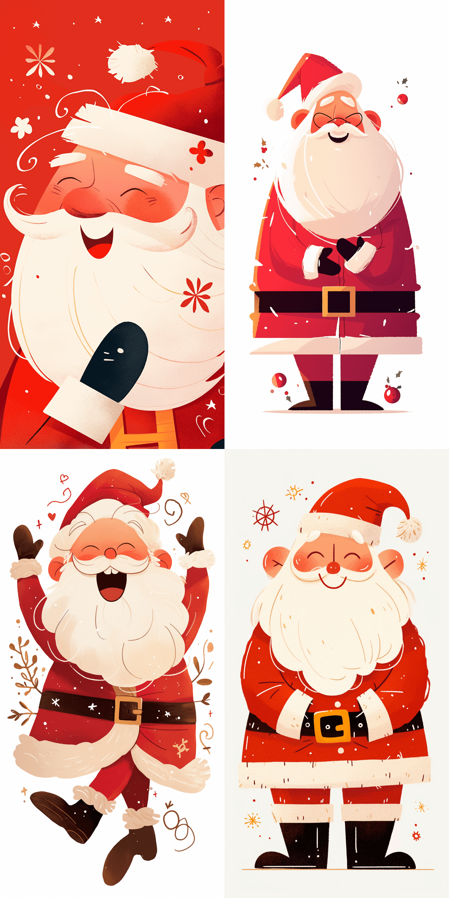 AI generated: a santa claus illustration composed of simple geometric shapes with no light and shadow, laughing, m...