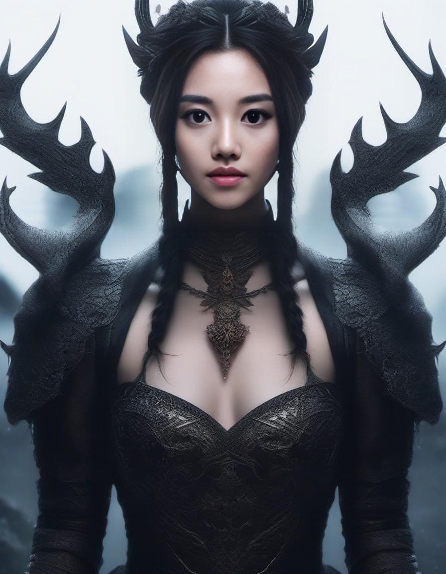 AI generated: a full body portrait of dark queen, dark fantasy randy theme, mystical, zoomed, Dark theme, underwor...