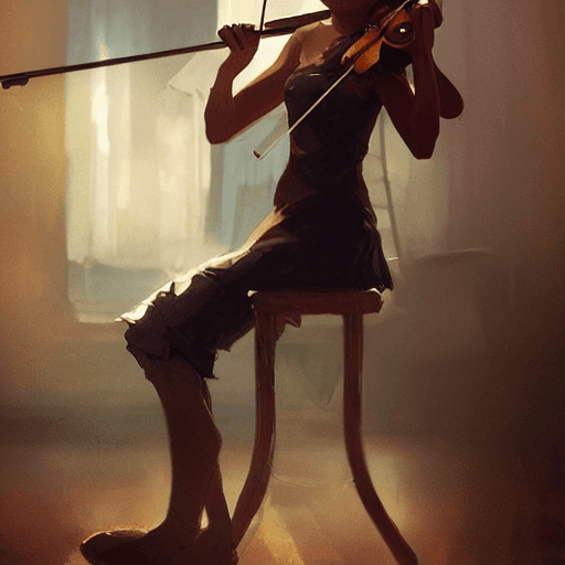 AI generated: anime girl Playing the violin instrument , digital Art, Greg rutkowski, Trending cinematographic art...