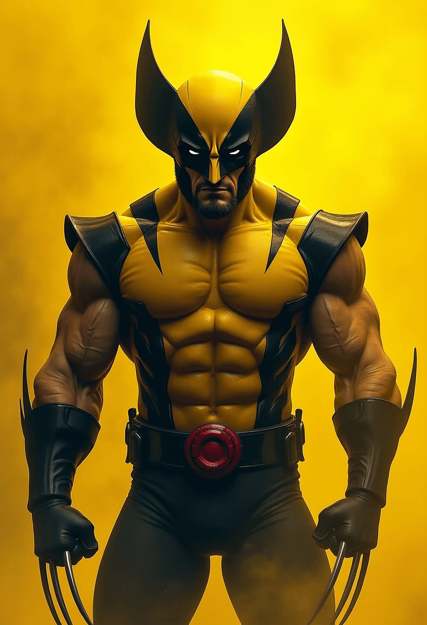 AI generated: Wolverine , dark mist, caricature in his yellow style, Serene, Dynamic, surreal masterpiece, Cool To...