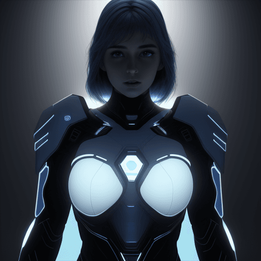 AI generated: blue glow ,future woman, ultra realistic, high quality, 8k