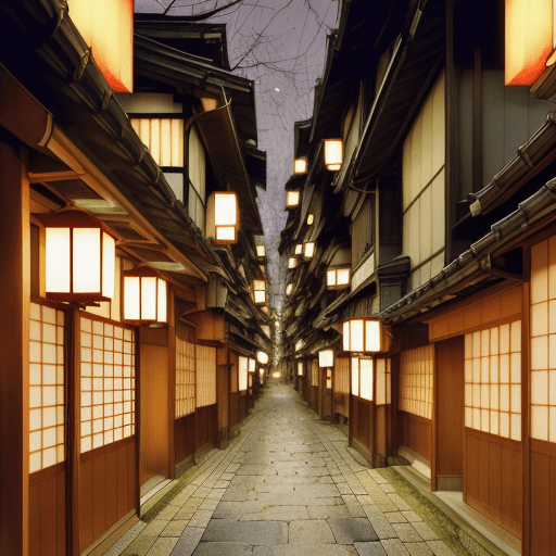 AI generated: kyoto, walking tour japan, in the style of hinchel, villagecore, manga-influenced, spiritual resonan...
