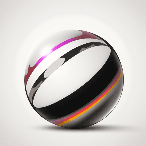 AI generated: abstract rounded metal sphere with multi-colored highlights on a white background