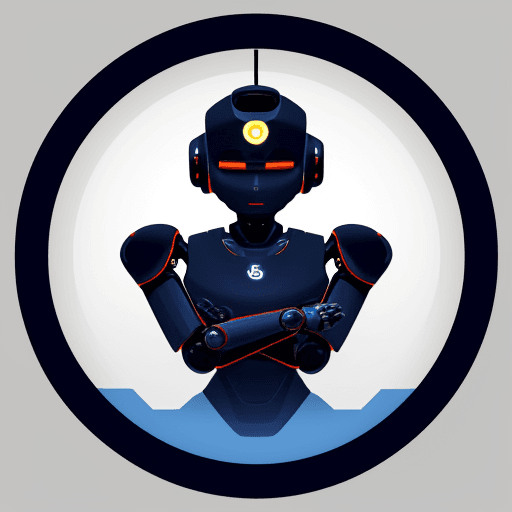 AI generated: logo image of AI robot with primary color #f7bb5d in a zen state humming