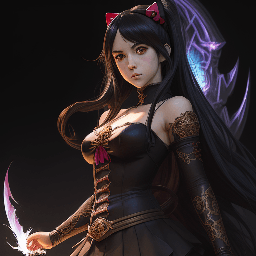 AI generated: Anime style - Moe, art by Greg Rutkowski, Artgerm, ((Hello Kitty) (AD&D Demon spawn)) hybrid, AD&D B...