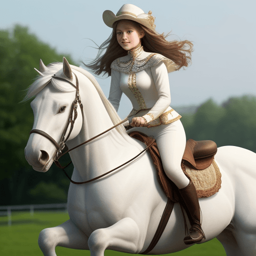 AI generated: girl riding a white horse